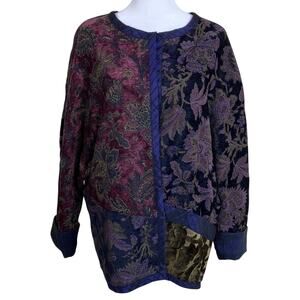 Mary Lynn O'Shea Sz M Art To Wear Handmade Floral Woven Tapestry Jacket Blazer